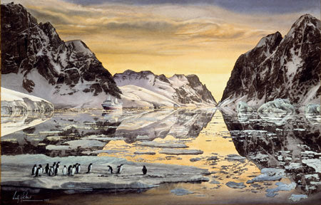 MS EXPLORER in the Lemaire Channel, Antarctica by Sir Wally Herbert
