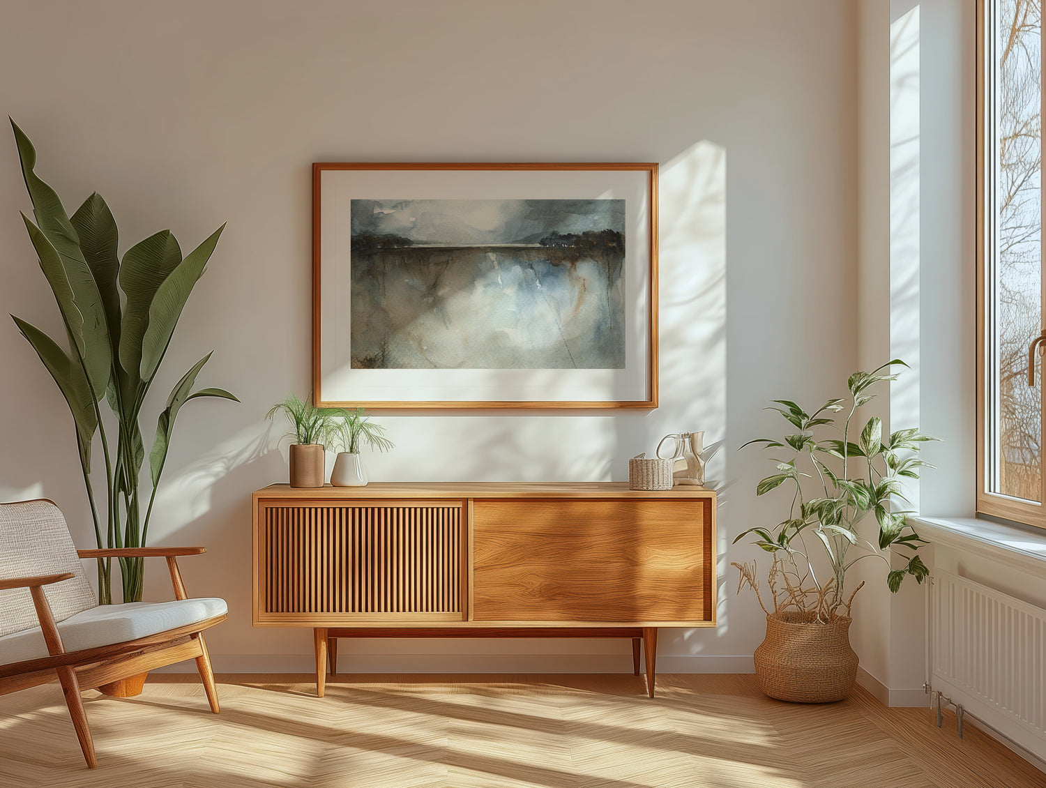 Elegant scene with framed print by Kari Herbert on the wall